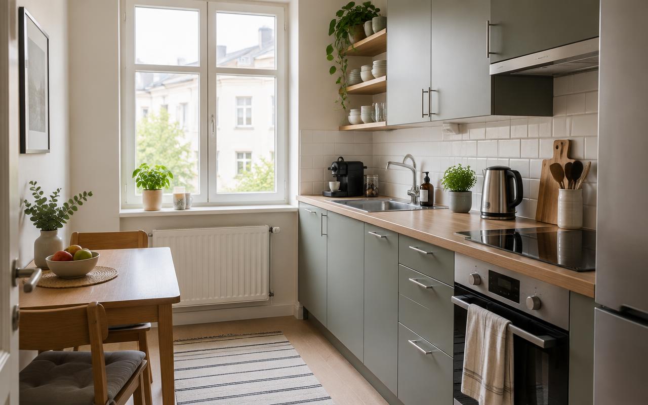Petite cuisine équipée d'un appartement en location